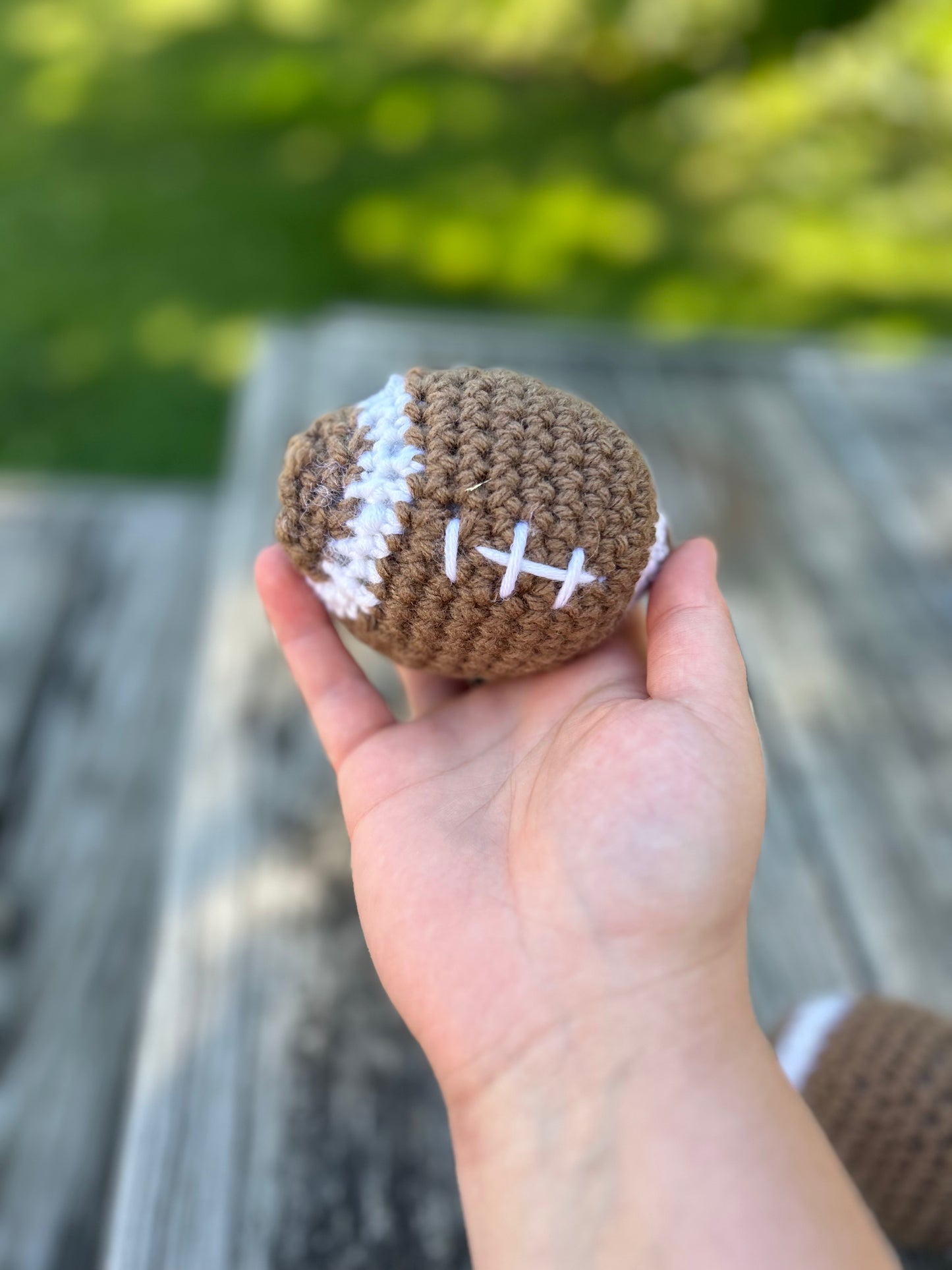 Crocheted mini footballs