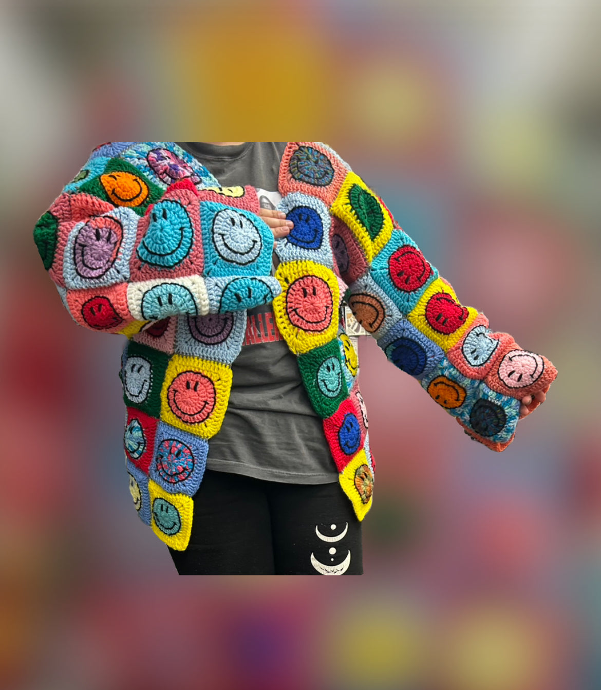 Crocheted Emoji Granny Square Jacket