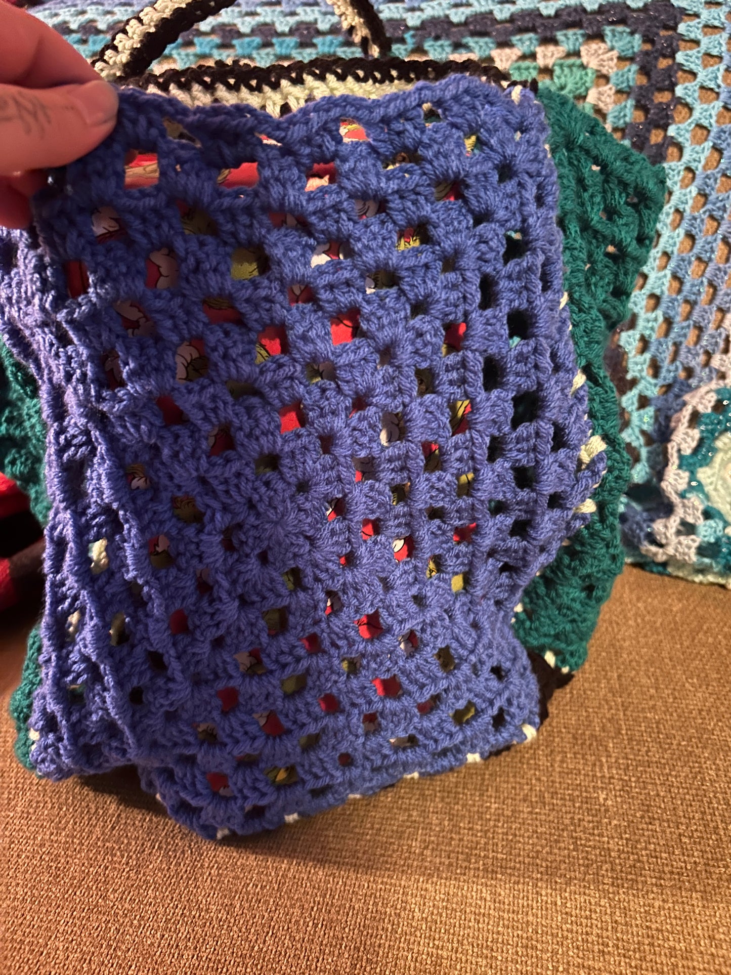 Crocheted 5 Granny Square Bag