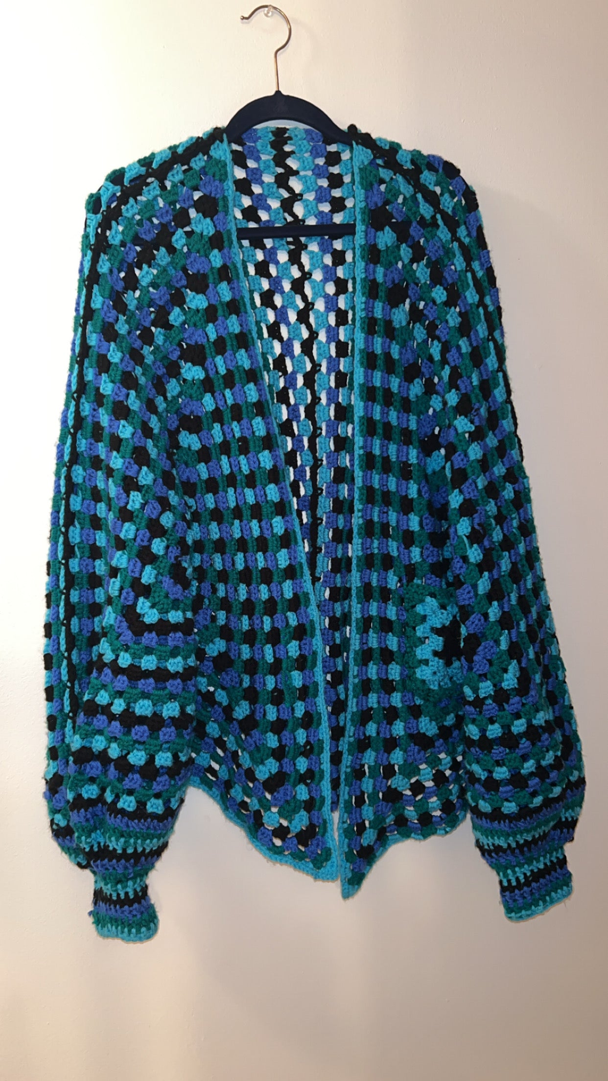 Crocheted Multiple Colored Hexagon Cardigan