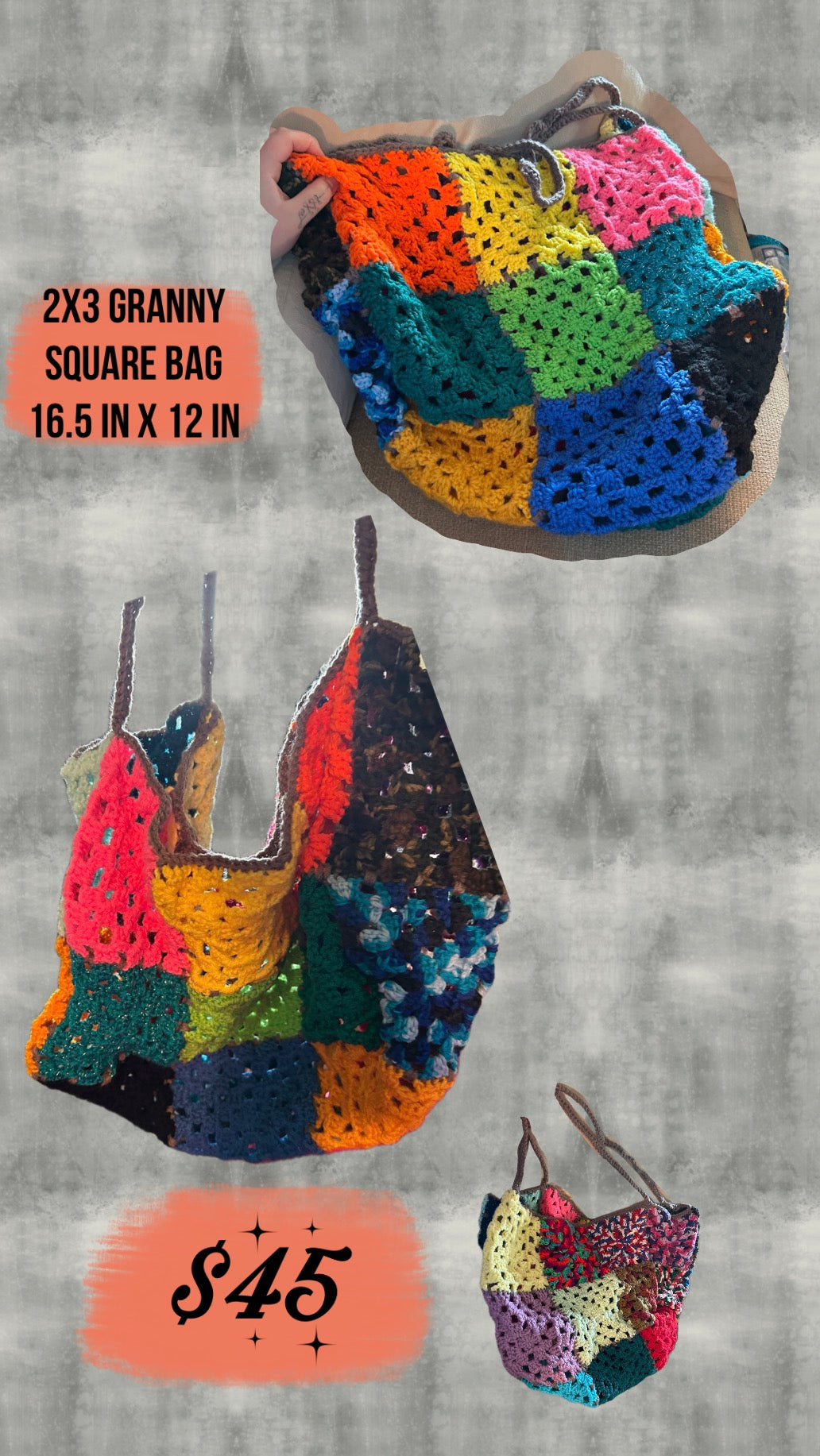 Crocheted Granny Square Bag