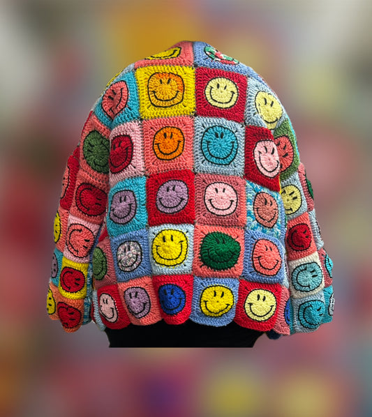 Crocheted Emoji Granny Square Jacket