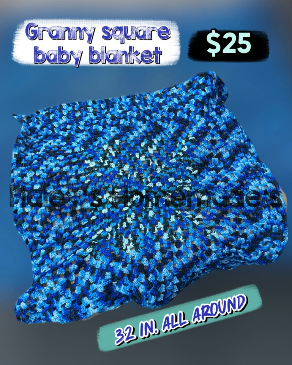 Crocheted Granny Square Baby Blanket
