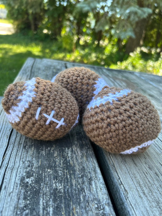 Crocheted mini footballs